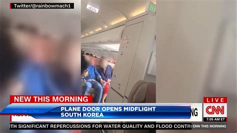 Passenger opens exit door during airplane flight in South Korea; 12 people slightly injured